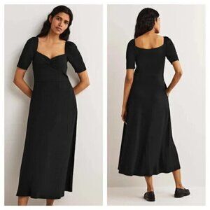 Boden Sweetheart Jersey Midi Dress US 8L/ UK 12L Black Witchy Halloween